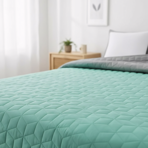 bedspread- quilted/double-sided Diamante Mint / L.Grey
