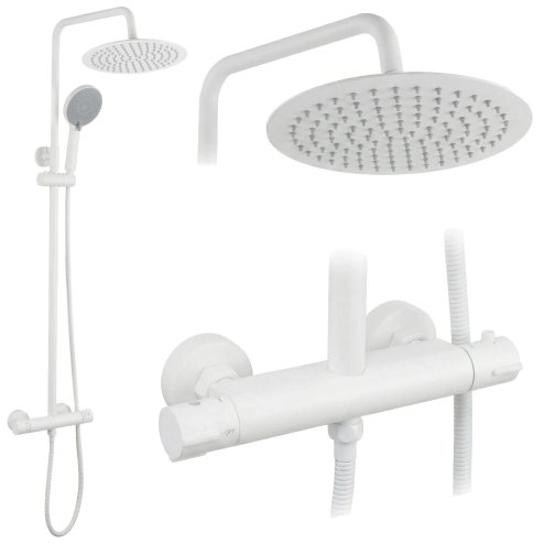 Shower Set Without Spout With Thermostat Rea Lungo White