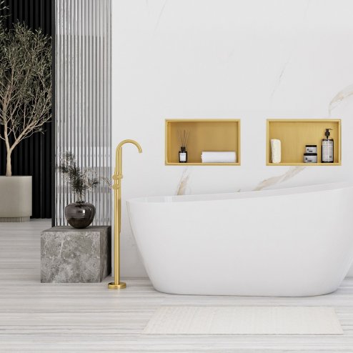 Built-in Stainless Steel Bathroom Shelf 30X45 Brushed Gold
