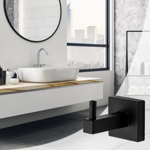 Bathroom hook hanger REA Black 322196