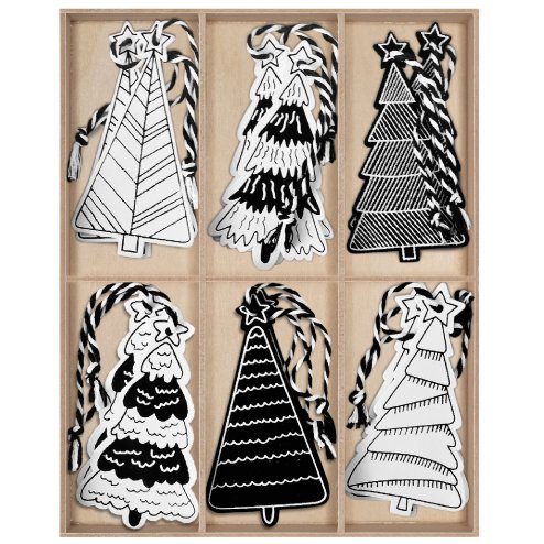 CHRISTMAS TREE SET 12 PCS WOODEN CHRISTMAS TREES