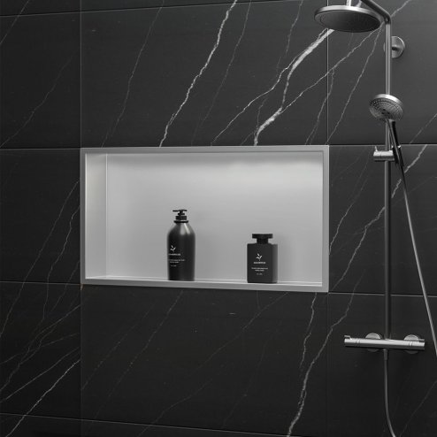 Built-in Stainless Steel Bathroom Shelf 30X60 Brushed Steel