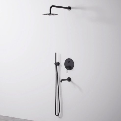 Concealed Shower Set with shower spout REA Lungo Black + Box