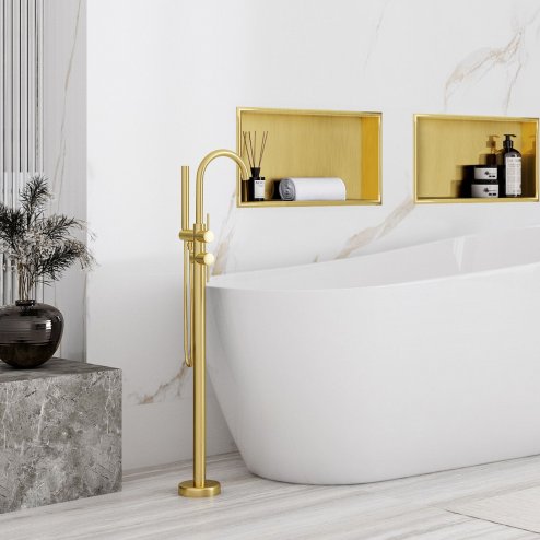 Built-in Stainless Steel Bathroom Shelf 30X45 Brushed Gold