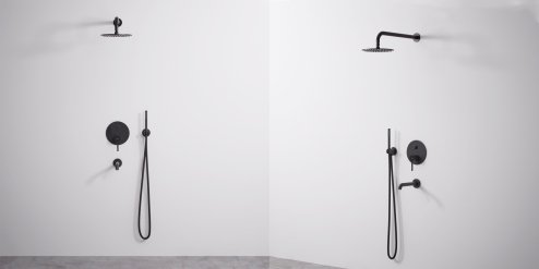 Concealed Shower Set with shower spout REA Lungo Black + Box