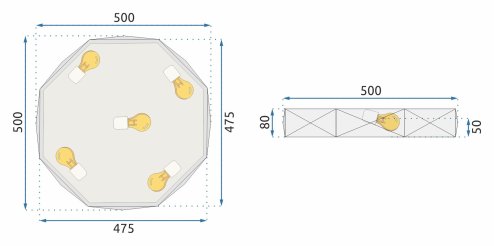 Ceiling Lamp Chandelier TOOLIGHT APP863-C Diamond Black Round 5-light points E27 50x8Cm