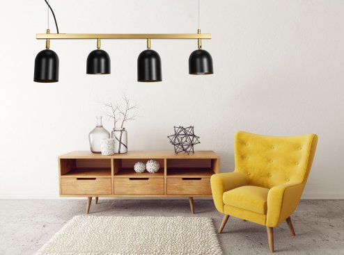 Pendant Lamp TOOLIGHT APP1031-4CP Gold Black 4-light points E27 74x10x20-110cm