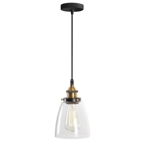 Pendant Lamp TOOLIGHT APP048-1CP GreenO D Black Transparent Metal Glass E27
