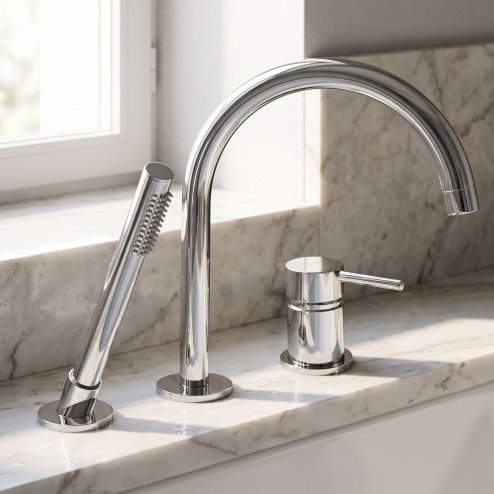 Rea 3-Hole Bathtub Faucet Lungo Chrome 23,5X6,5X27,5Cm