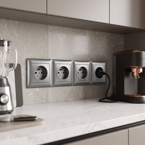 Toolight Quadruple Socket Frame Oste Jnh016-4f Grey