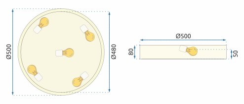 Ceiling Lamp Chandelier TOOLIGHT APP874-C Classic Gold 50cm Round 5-light points E27 50x8Cm