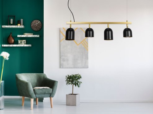 Pendant Lamp TOOLIGHT APP1031-4CP Gold Black 4-light points E27 74x10x20-110cm