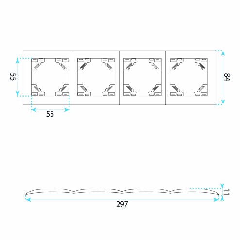 Toolight Quadruple Socket Frame Oste Jnh016-4f Grey
