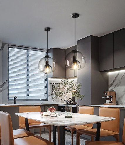 Pendant Lamp TOOLIGHT APP1027-1CP Black Round 1-light point E27 25x25x45-100cm