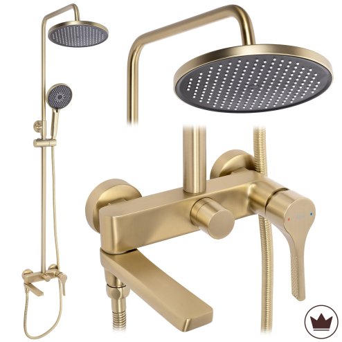 Rea Premium Shower Set Maxim Brush Gold 24,5X24,5X134Cm