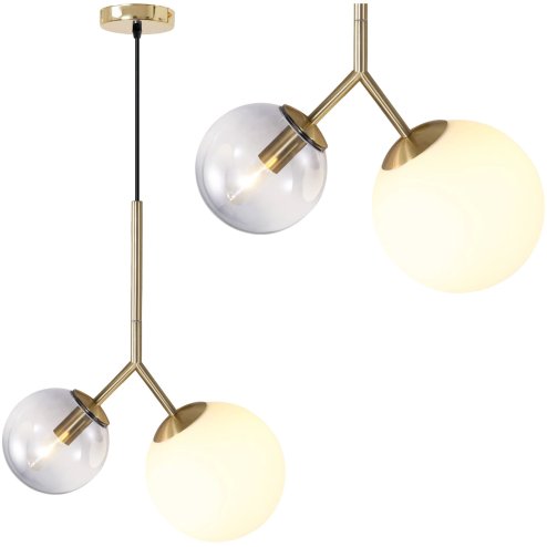 Pendant Lamp TOOLIGHT APP1013-2CP Ball Gold 2-light points E27 20x40x55cm