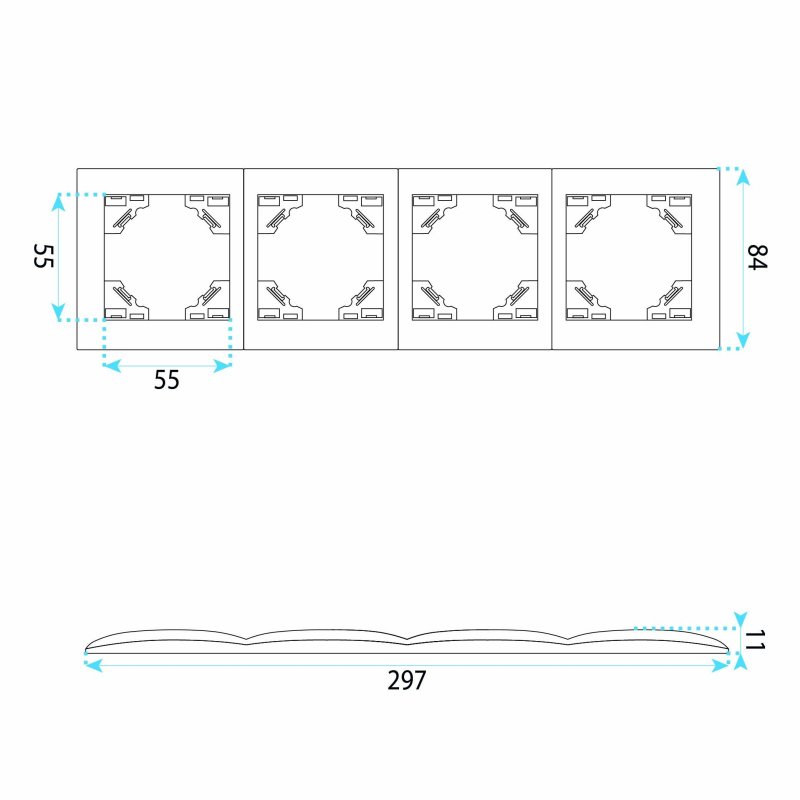 Toolight Quadruple Socket Frame Oste Jnh016-4f Black
