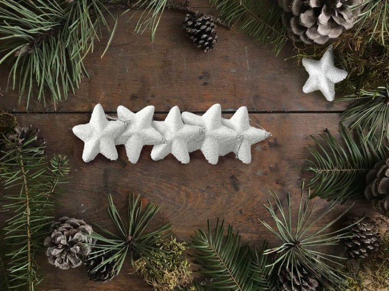 Set of 5 white stars KL-21X21