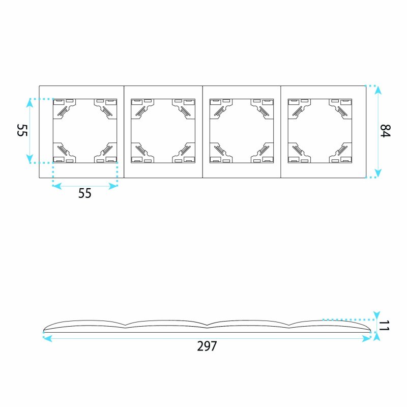 Toolight Quadruple Socket Frame Oste Jnh016-4f White