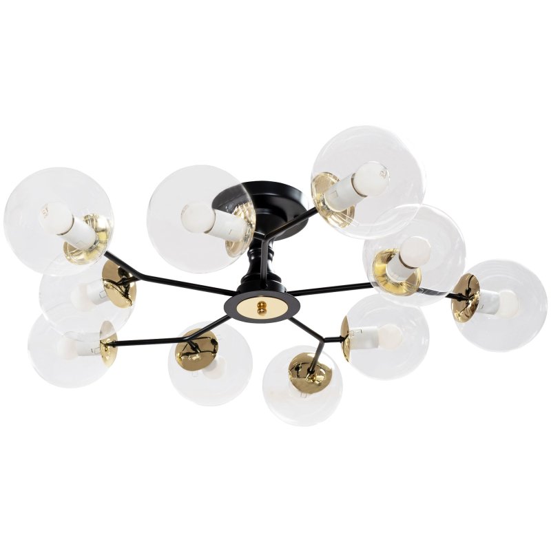 Chandelier Toolight APP1136-10C Black Gold Glass Balls E27 10-light points