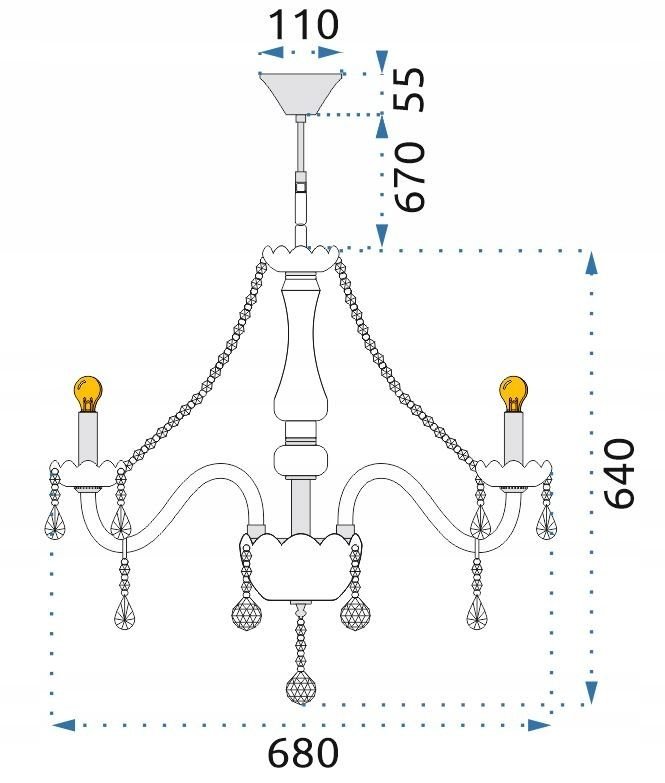 Chandelier Toolight 300750 Crystal Chrome 8-light points E14