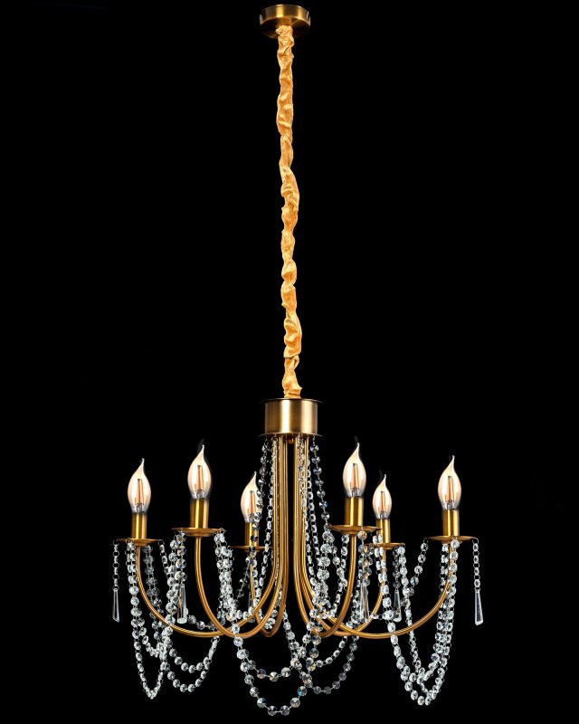 Chandelier Toolight APP765-6CP Crystal Gold Candles 6-light points E14 60x60x42-112cm