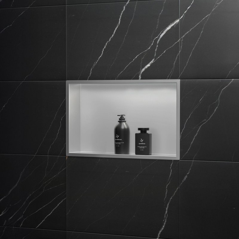 Built-in Stainless Steel Bathroom Shelf 30X45 Brushed Steel