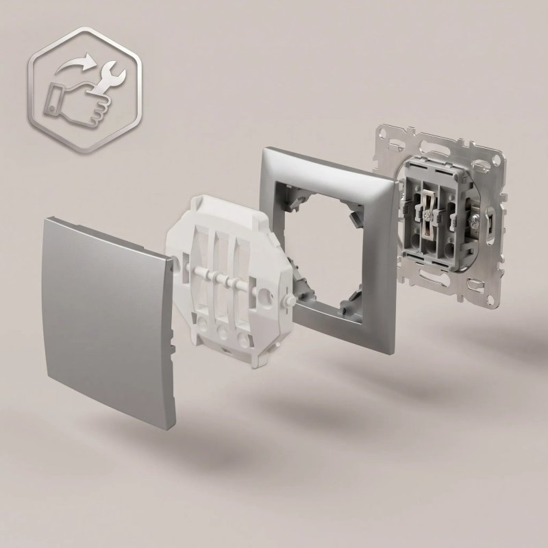 Toolight Single Switch With Frame Oste Jnh006-w Grey