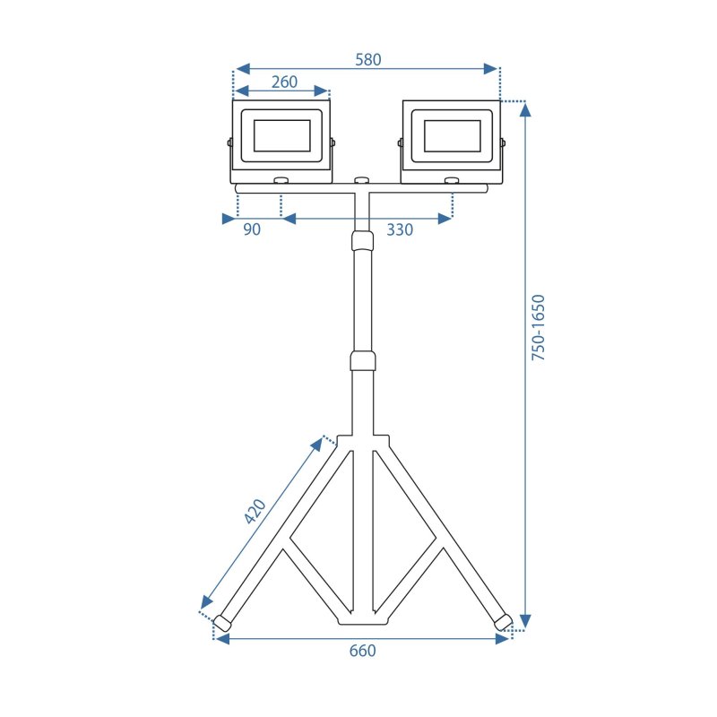 Construction LED halogen lamp on a stand RSL006-2x100N