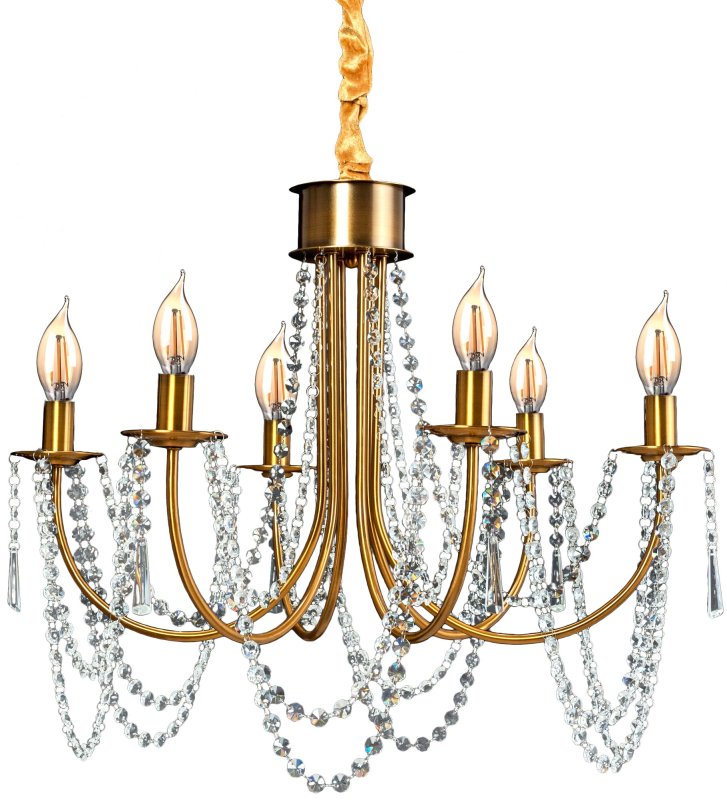 Chandelier Toolight APP765-6CP Crystal Gold Candles 6-light points E14 60x60x42-112cm