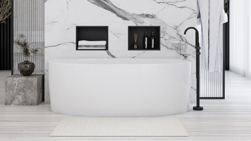 Built-in Stainless Steel Bathroom Shelf 30X30 Black Matt