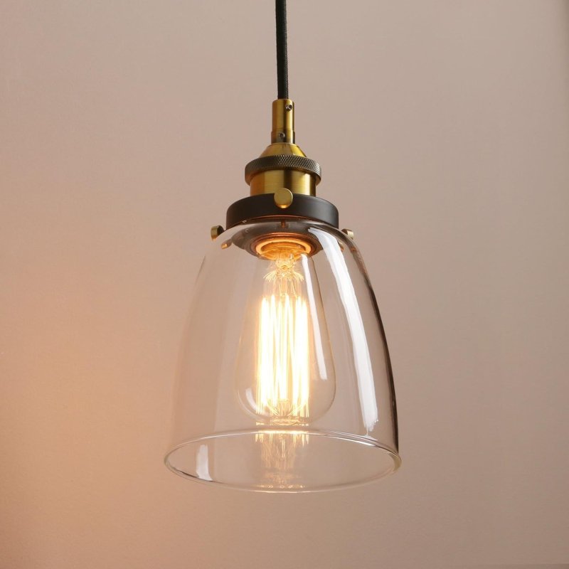 Pendant Lamp TOOLIGHT APP048-1CP GreenO D Black Transparent Metal Glass E27