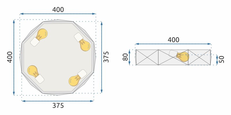 Ceiling Lamp Chandelier TOOLIGHT APP862-C Diamond Black Round 4-light points E27 40x8Cm