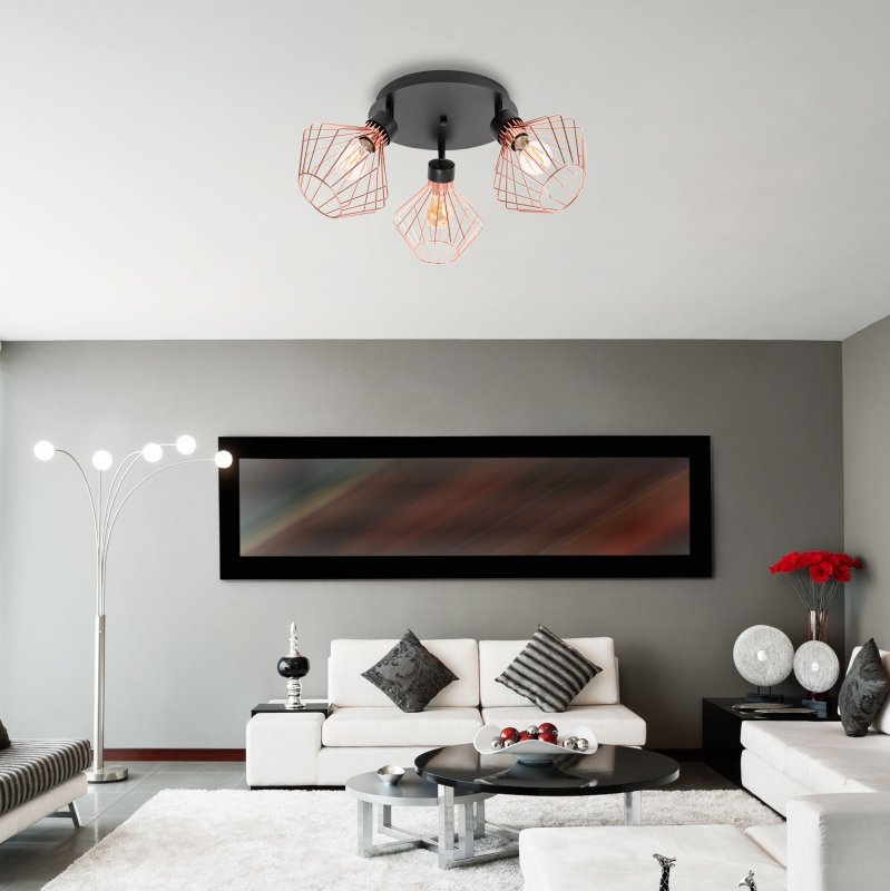 Ceiling Lamp Chandelier TOOLIGHT APP536-3C Loft Black Rose-Gold 3-light points E27 19x20x28Cm