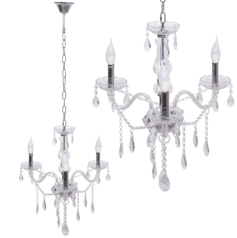 Chandelier Toolight 300752 Crystal Chrome 3-light points E14 60x60x58cm