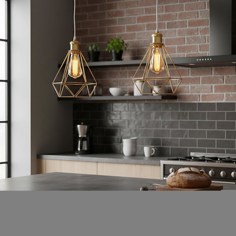 Pendant Lamp TOOLIGHT 392197 Diamond Gold 1-light point E27 20x20x25cm