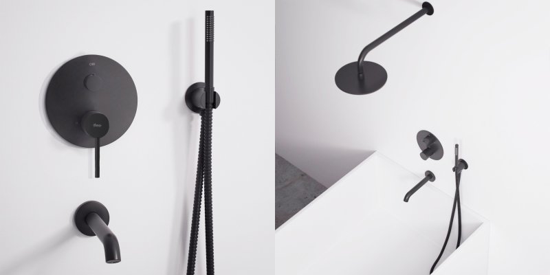 Concealed Shower Set with shower spout REA Lungo Black + Box