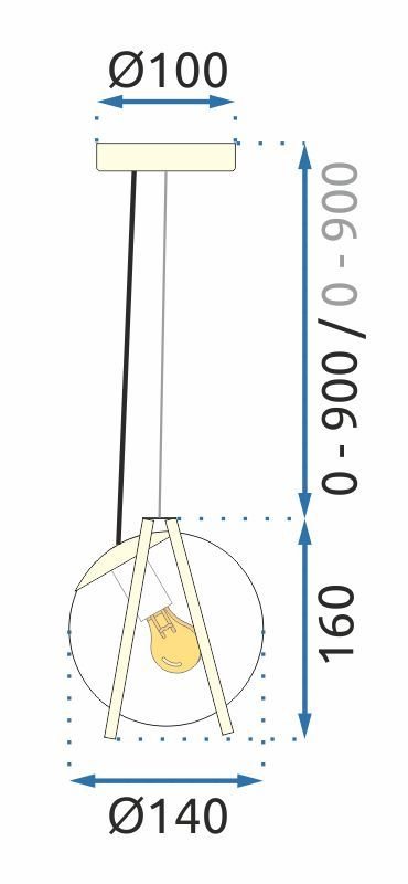 Pendant Lamp TOOLIGHT APP1089-1CP Gold Transparent Ball 1-light point E27 14x14x16-106cm