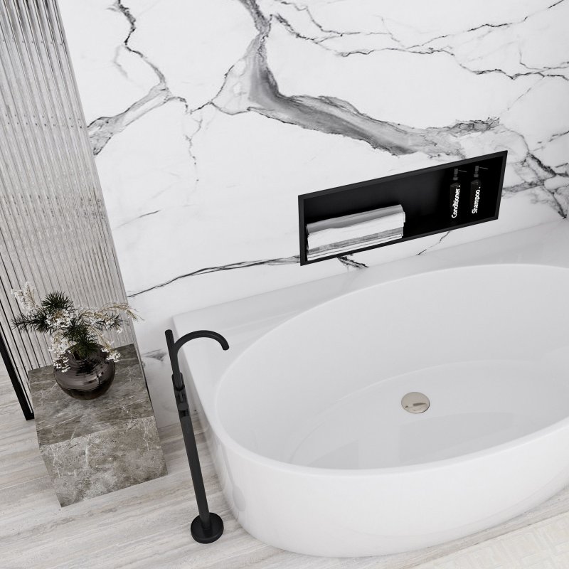 Built-in Stainless Steel Bathroom Shelf 30X60 Black Matt