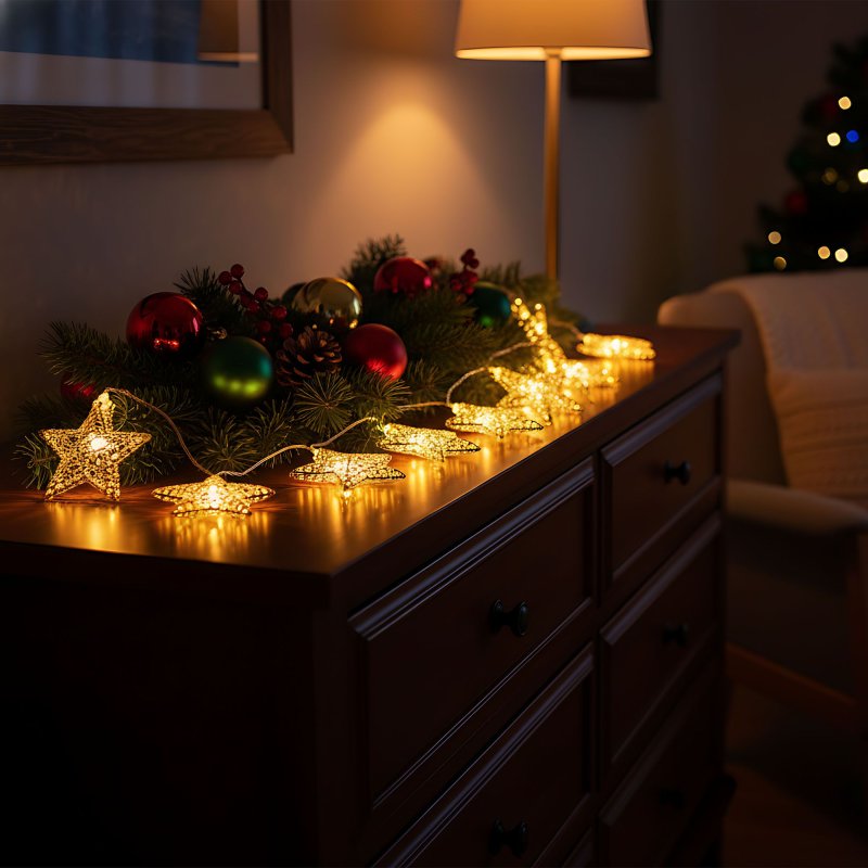Christmas tree lights Garland LED Gold Stars