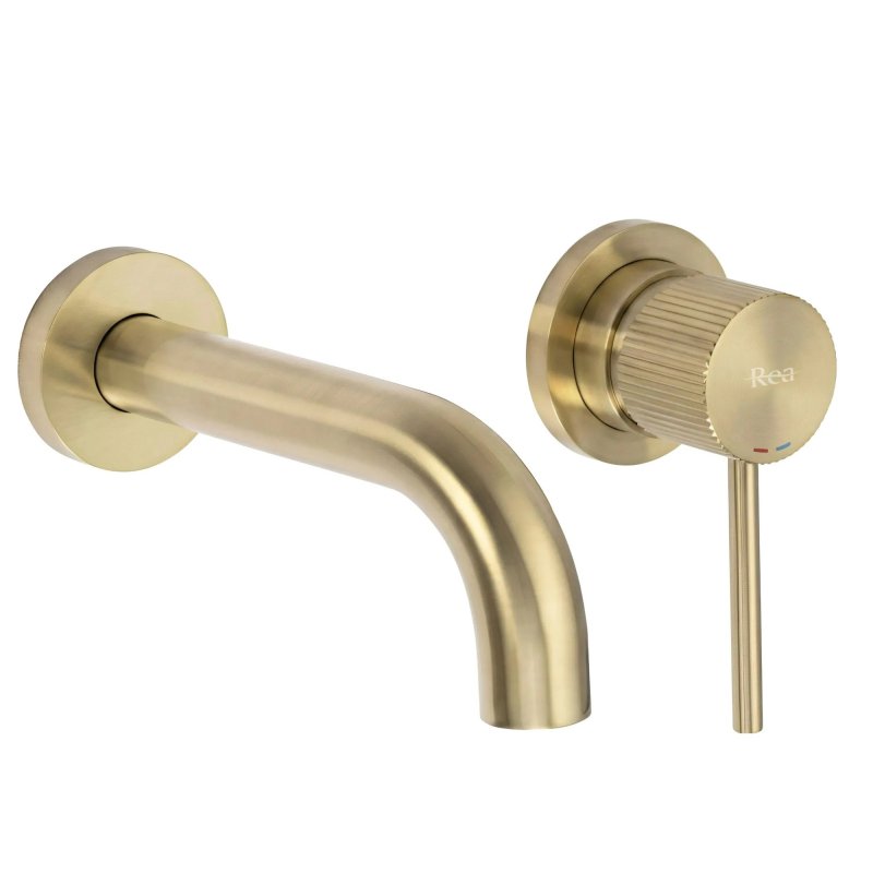 CONCEALED WASHBASIN FAUCET REA LUNGO STRIPE + BOX BRUSH GOLD