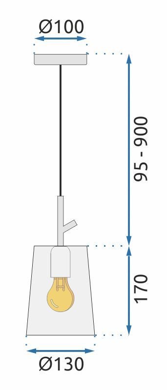 Pendant Lamp TOOLIGHT APP1035-1CP White 1-light point E27 13x13x26,5-107cm