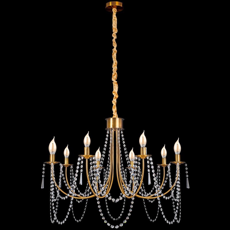 Chandelier Toolight APP766-8CP Crystal Gold Candles 8-light points E14 75x75x48,5-118,5cm