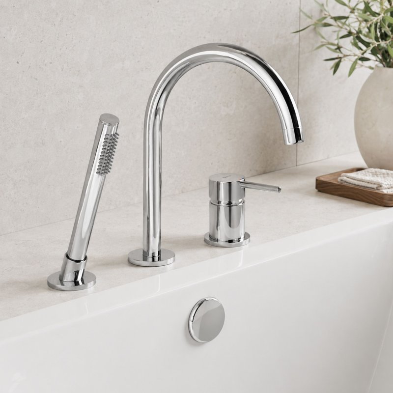 Rea 3-Hole Bathtub Faucet Lungo Chrome 23,5X6,5X27,5Cm