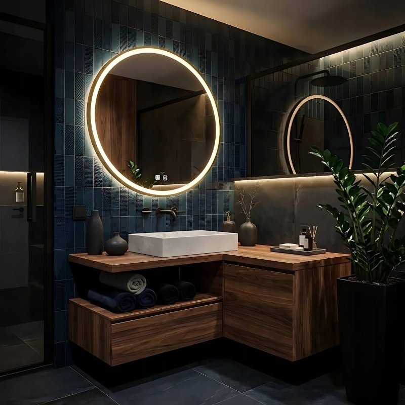 Bathroom LED Mirror REA MMJ 50cm Gold