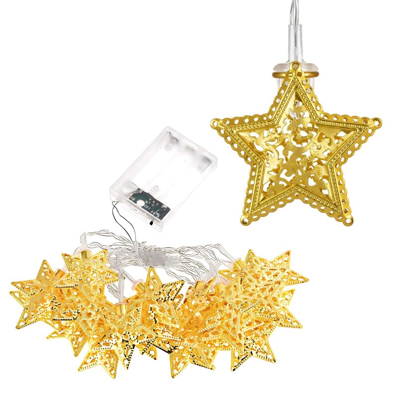 Christmas tree lights Garland LED Gold Stars