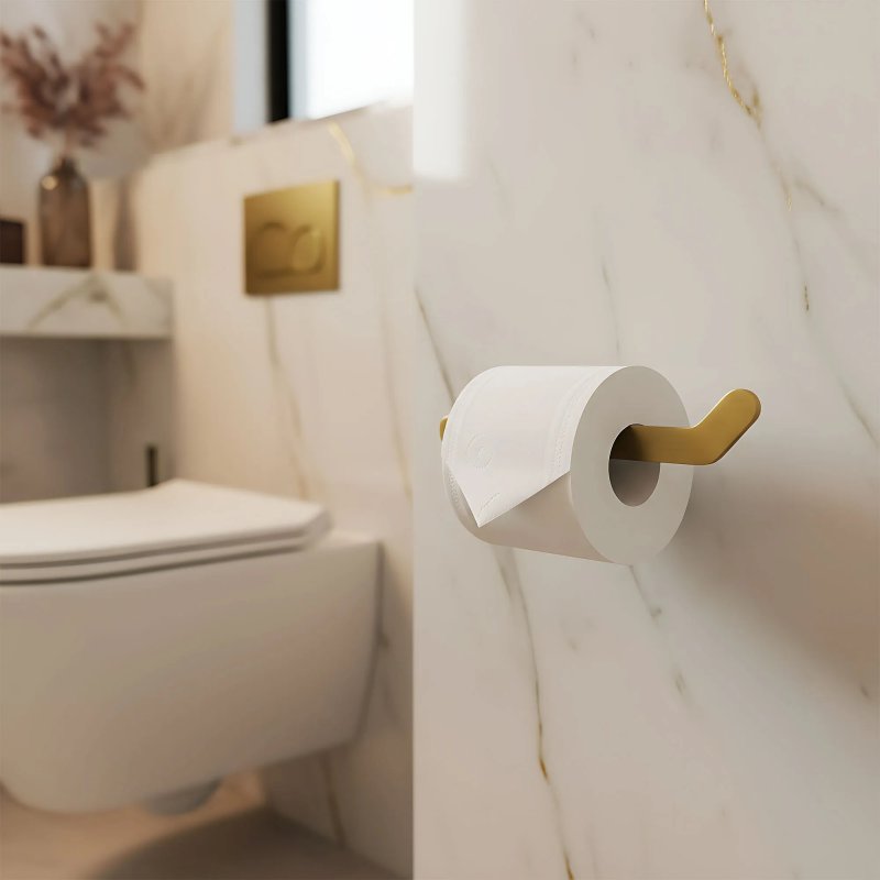 TOILET PAPER HOLDER REA 109 TIL BRUSH GOLD