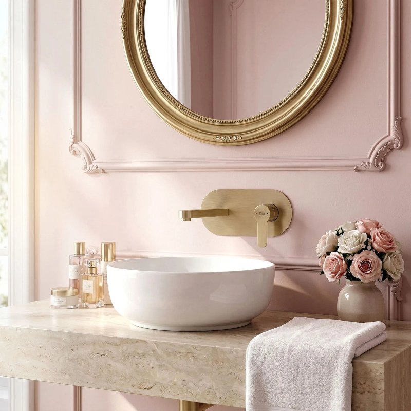 Concealed Washbasin Tap Rea Arcos Brush Gold