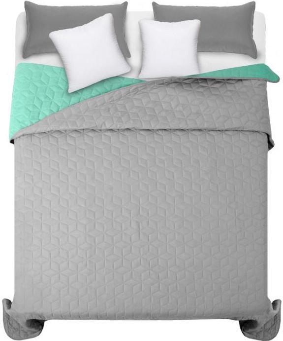 bedspread- quilted/double-sided Diamante Mint / L.Grey