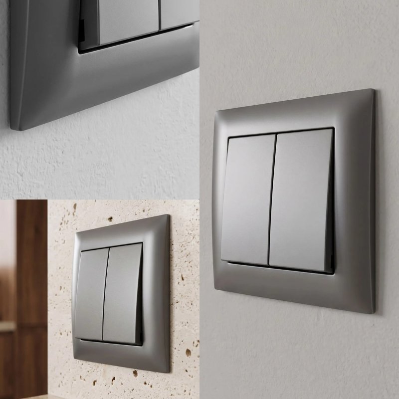 Toolight Double Switch With Frame Oste Jnh007-w Grey